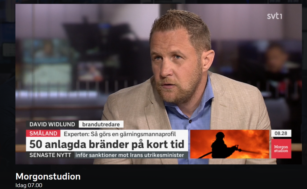 brandutredning brandutredare spridningsutlåtande sakkunnigutlåtande föreläsning elbrand mordbrännare brandexpert media  brand bränder anlagda bränder småland gärningsmannaprofiler skogsbrand