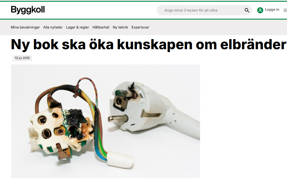 Ny bok ska öka kunskapen om elbränder